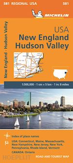 aa.vv. - new england hudson valley carta stradale michelin n.581 scala 1:500.000