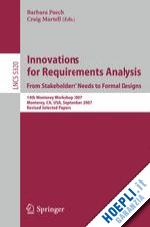 paech barbara (curatore); martell craig (curatore) - innovations for requirement analysis. from stakeholders' needs to formal designs
