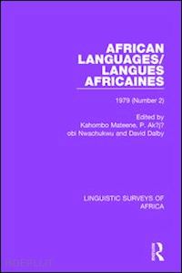 mateene kahombo (curatore); nwachukwu p. ak?j?obi (curatore); dalby david (curatore) - african languages/langues africaines