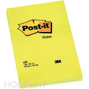  - 3m: post-it - 100 foglietti post-it colore giallo canary 102x152mm (6 pz)
