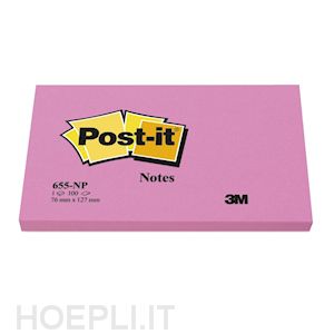  - 3m: post-it - 100 foglietti post-it colore rosa neon 76x127mm (6 pz)