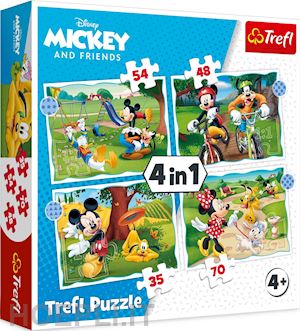  - disney: trefl - puzzle 4in1 - mickey mouse nice day / disney standard characters