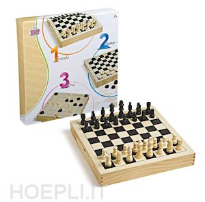 aa.vv. - grandi giochi: giochi in legno - dama + scacchi 30x30 cm