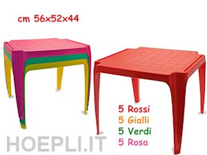  - teorema: tavolo in plastica 56x52x44 cm 4 colori asst.