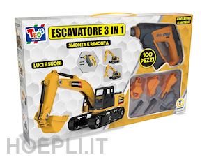  - teorema: teo's - escavatore 3 in 1 con trapano luci e suonitot. 100 pz - window box