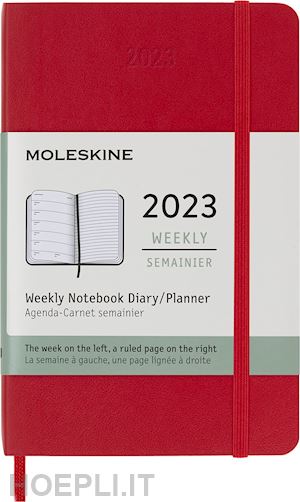  - agenda 2023 12 months weekly notebook pocket soft cover scarlet red