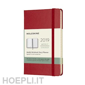 aa.vv. - 12 months, weekly notebook. pocket, hard cover, scarlet red