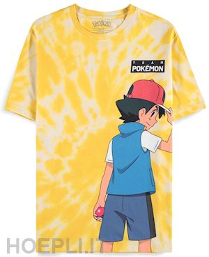  - pokemon: ash and pikachu - digital printed yellow (t-shirt unisex tg. xs)
