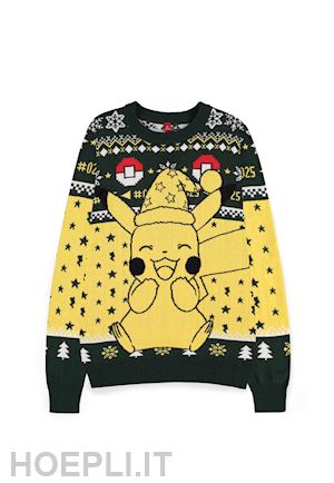  - pokemon: pikachu christmas - multicolor (maglione unisex tg. l)