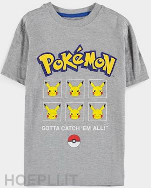  - pokemon: pika expressions core grey (t-shirt bambino 146/152)