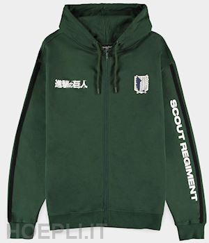  - attack on titan: men's zipper hoodie green (felpa con cappuccio unisex tg. m)