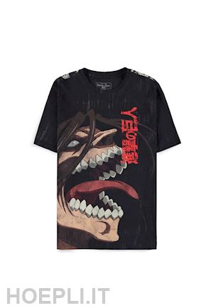  - attack on titan: loose fit aop - black (t-shirt unisex tg. s)