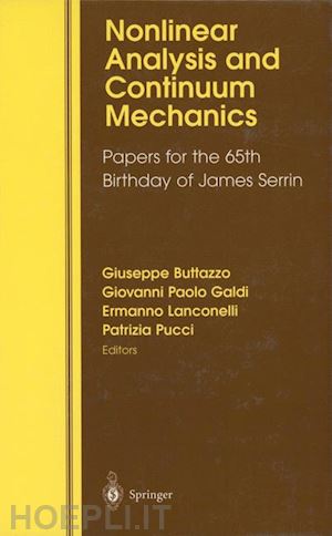 butazzo giuseppe (curatore); galdi giovanni paolo (curatore); lanconelli ermanno (curatore); pucci patrizia (curatore) - nonlinear analysis and continuum mechanics