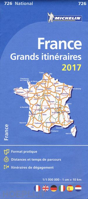 aa.vv. - france grands itineraires carta stradale michelin 2017 n.726