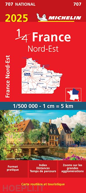 aa.vv. - france nord-est carta stradale michelin 2025 n.707 scala 1:500.000