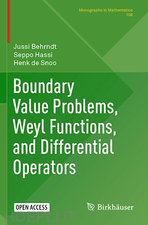 behrndt jussi; hassi seppo; de snoo henk - boundary value problems, weyl functions, and differential operators