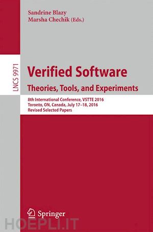 blazy sandrine (curatore); chechik marsha (curatore) - verified software. theories, tools, and experiments