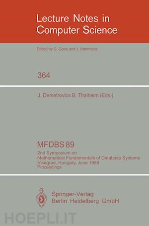 demetrovics janos (curatore); thalheim bernhard (curatore) - mfdbs 89