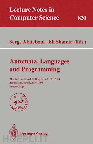 abiteboul serge (curatore); shamir eli (curatore) - automata, languages, and programming