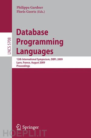 gardner philippa (curatore); geerts floris (curatore) - database programming languages