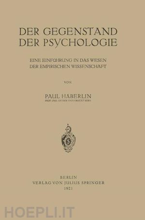häberlin paul - der gegenstand der psychologie