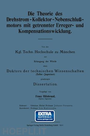 hillebrand franz - die theorie des drehstrom-kollektor-nebenschlußmotors mit getrennter erreger- und kompensationswicklung
