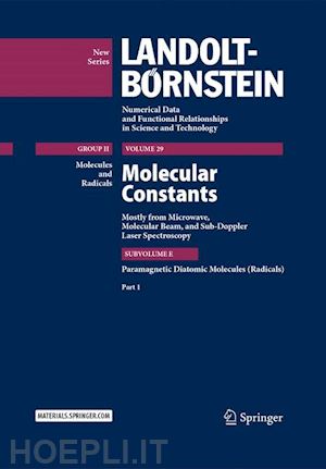 christen dines; hüttner wolfgang (curatore) - molecular constants mostly from microwave, molecular beam, and sub-doppler laser spectroscopy