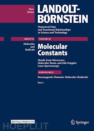 christen dines; hüttner wolfgang (curatore) - molecular constants mostly from microwave, molecular beam, and sub-doppler laser spectroscopy