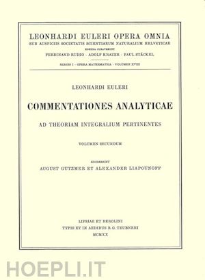 euler leonhard; caratheodory constantin (curatore) - commentationes analyticae ad calculum variationum pertinentes