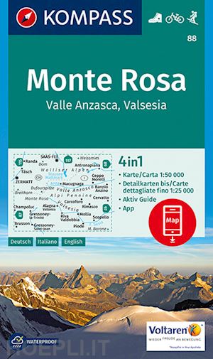 aa.vv. - k 88 monte rosa, valle anzasca, valsesia - 1:50000