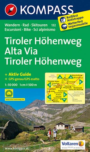 aa.vv. - k 132 - alta via tiroler hohenweg carta escursioni, bike, scialpinismo 1:50000