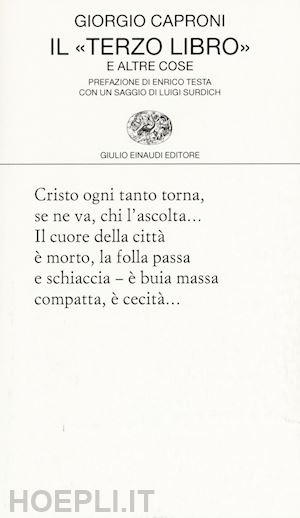 caproni giorgio - il «terzo libro» e altre cose