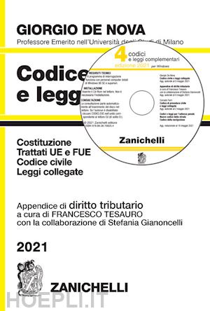 de nova giorgio; tesauro f. (curatore) - codice civile e leggi collegate - 2021 - appendice di diritto tributario - + cdr