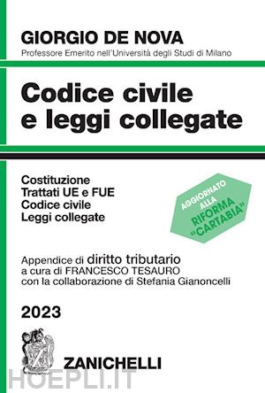de nova giorgio - codice civile e leggi collegate 2023 - con appendice di diritto tributario