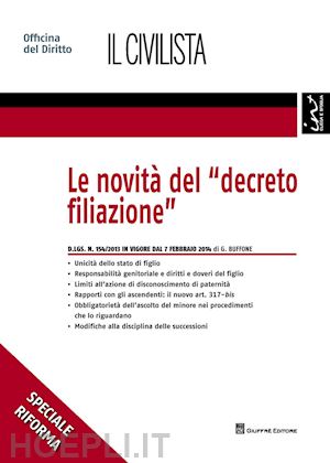 buffone giuseppe - novita' del decreto filiazione