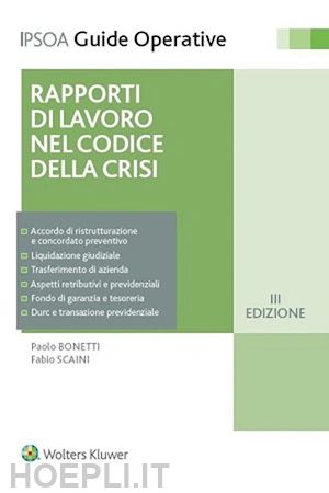 bonetti paolo; scaini fabio - rapporto di lavoro nel codice della crisi