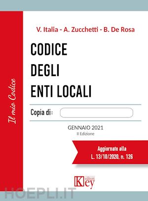 italia vittorio; zucchetti alberto; de rosa brunello - codice degli enti locali