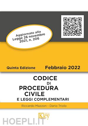 mazzon riccardo; triolo dario primo - codice di procedura civile e leggi complementari