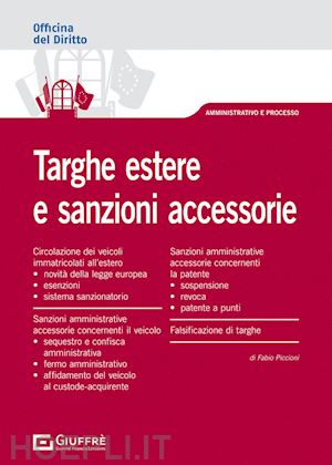 piccioni fabio - targhe estere e sanzioni accessorie