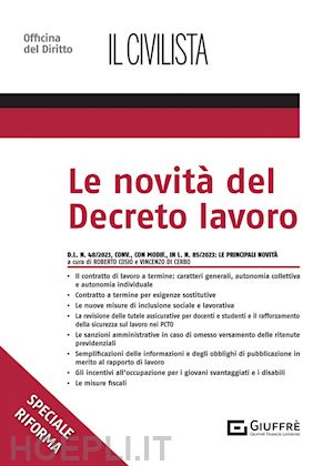 cosio r. (curatore); di cerbo v. (curatore) - le novita' del decreto lavoro