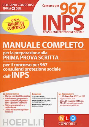  - concorso per 967 inps - consulenti protezione sociale - manuale completo