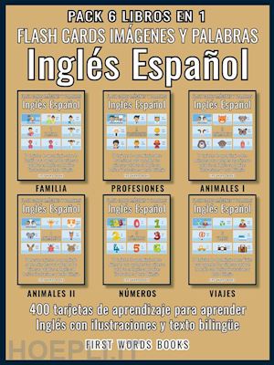 first words books - pack 6 libros en 1 - flash cards imágenes y palabras inglés español