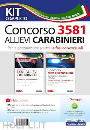  - kit completo concorso 3581 allievi carabinieri. per la preparazione a tutte le fasi concorsuali. con software di simulazione