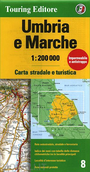 aa.vv. - umbria e marche carta stradale tci 2014