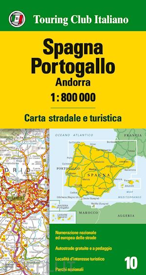 aa.vv. - spagna, portogallo, andorra 1:800.000. carta stradale e turistica. ediz. multili