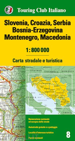 aa.vv. - slovenia, croazia, serbia, bosnia erzegovina, montenegro, macedonia 1:800.000. c