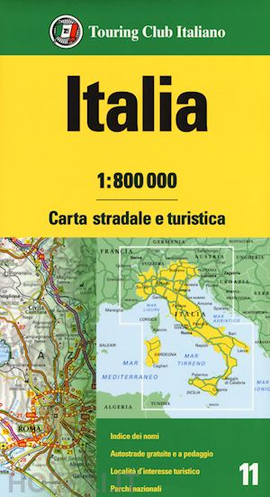 aa.vv. - italia 1:800.000. carta stradale e turistica