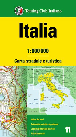 aa.vv. - italia 1:800.000. carta stradale e turistica