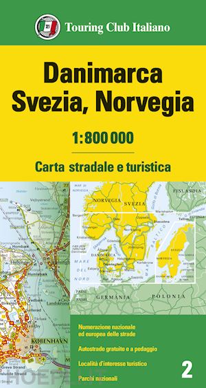 aa.vv. - danimarca svezia norvegia carta stradale e turistica tci 2024