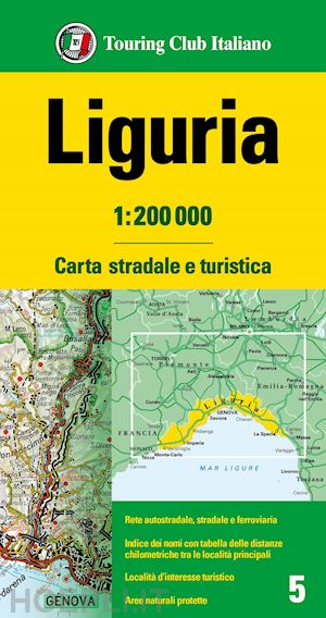 aa.vv. - liguria carta stradale e turistica tci 2024 scala 1:200.000